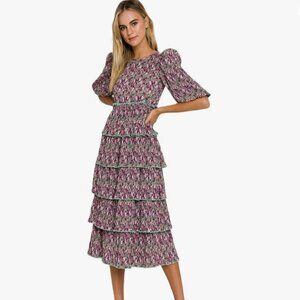English Factory Pink and Purple Bishop Sleeve Gown Size XS